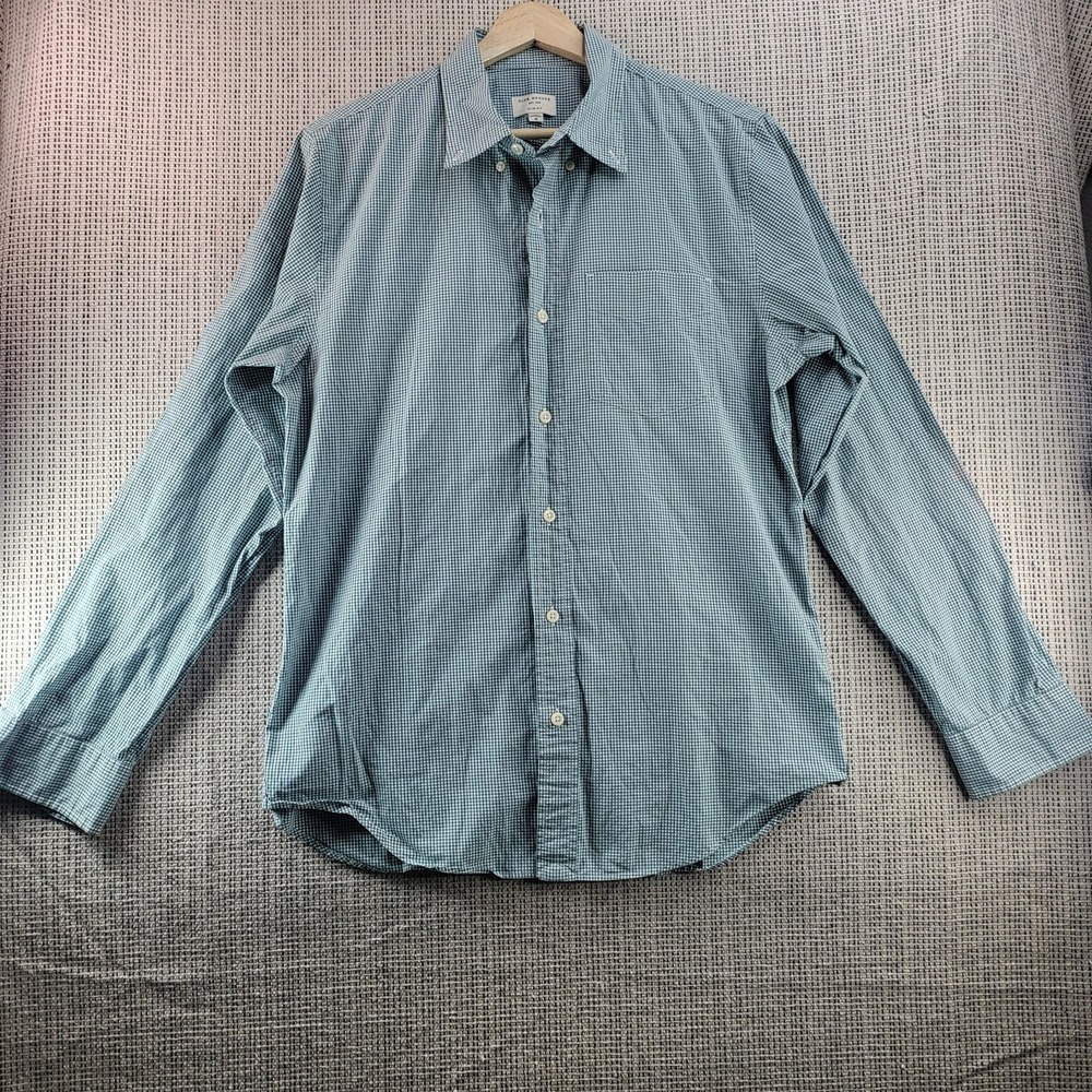 Club Monaco Shirt Mens Medium Green‎ Check Slim Fit Button Down Long Sleeve